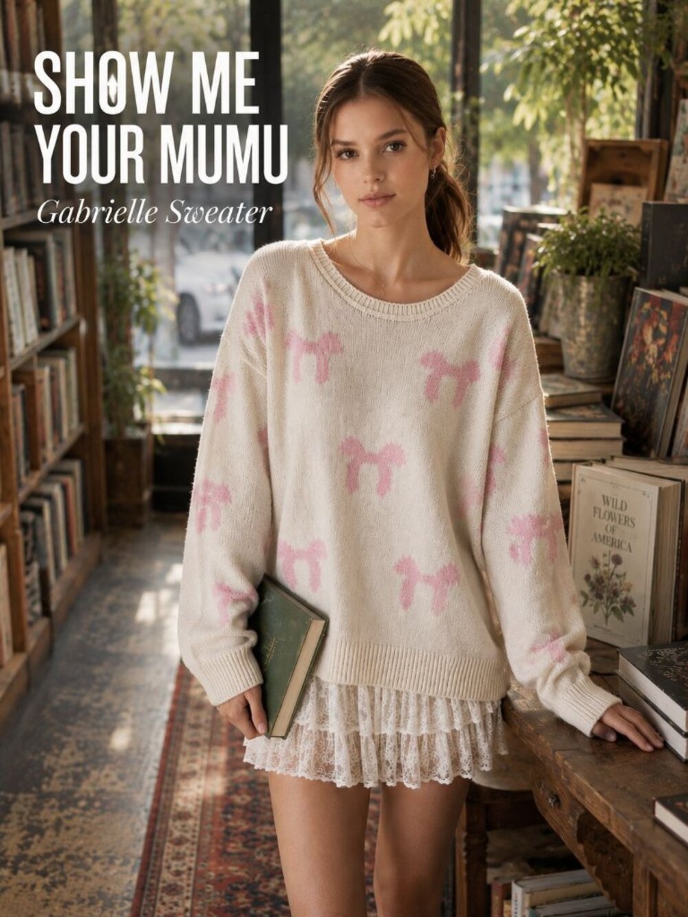 Show Me Your Mumu Sabrina Chazen Gabrielle Sweater L Bow Knit